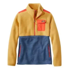 L.L.Bean Women's L.L. Bean Colorblocked Fleece Sherpa Hybrid Pullover Sweater