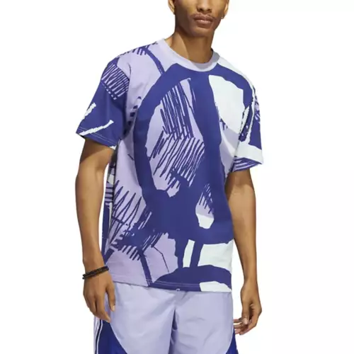 Men's Adidas Adiplay Allover Print Short Sleeve T-Shirt 4 Men's Adidas Adiplay Allover Print Short Sleeve T-Shirt - Image 2