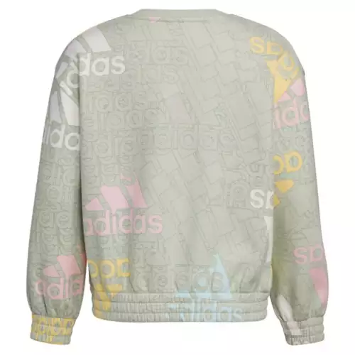 Girls' Adidas Aop Print Crewneck Sweatshirt 4 Girls' Adidas Aop Print Crewneck Sweatshirt - Image 2