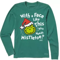 Women's Life Is Good Grinch Face Long Sleeve T-Shirt